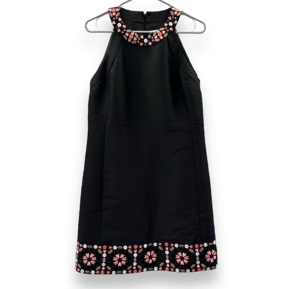 Kate Spade Dress By The Pool Black Mosaic Floral Embroidered Shift Dress Size 10 - Picture 3 of 13